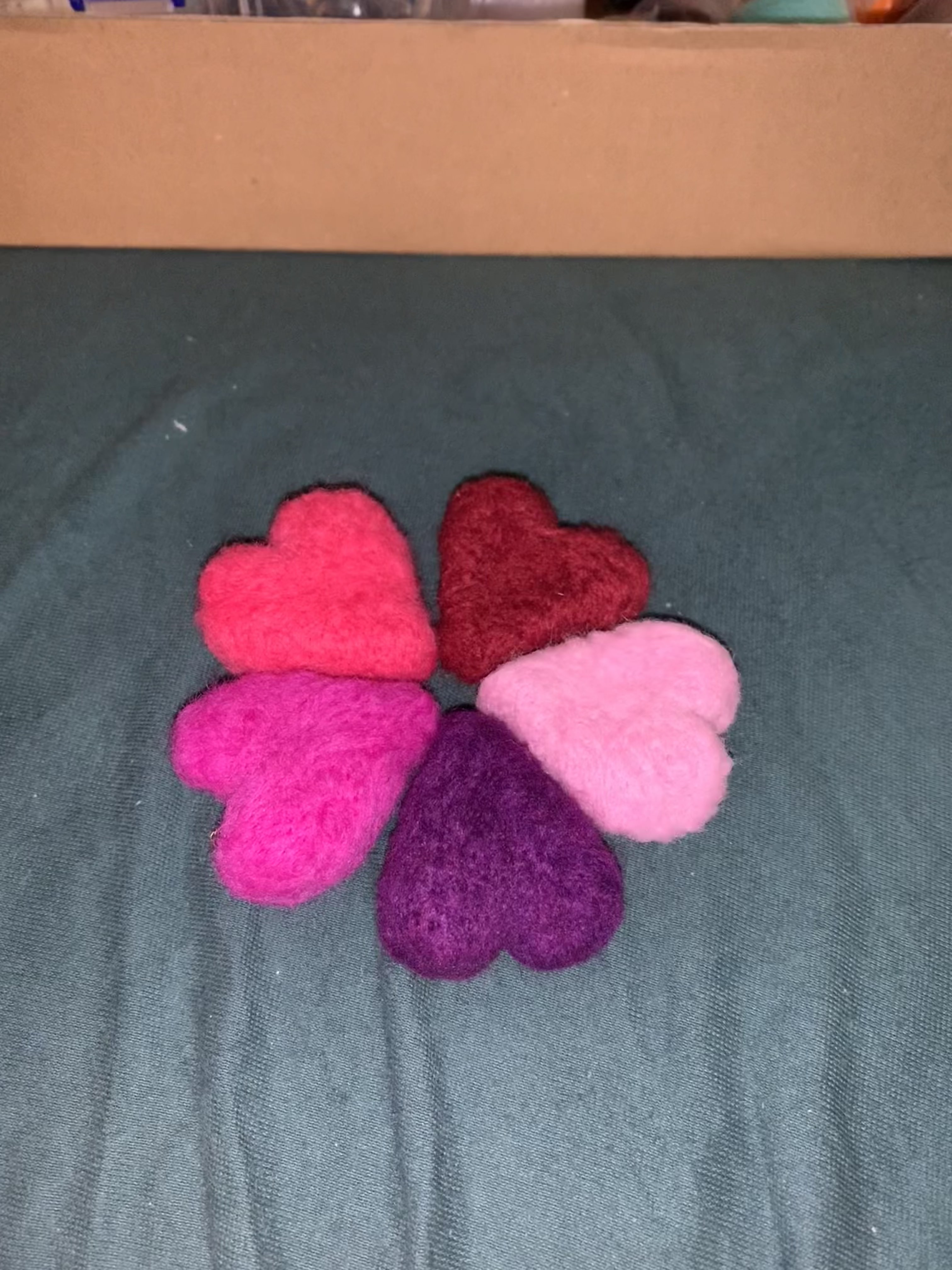 felted hearts